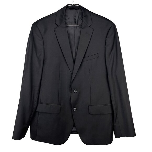 ORVIETO for Ernest 100% Wool Stretch Notch Lapel Modern Fit Black Suit Size 42R - Picture 4 of 11
